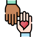 Legados solidarios, una mano de color y otra blanca con corazón